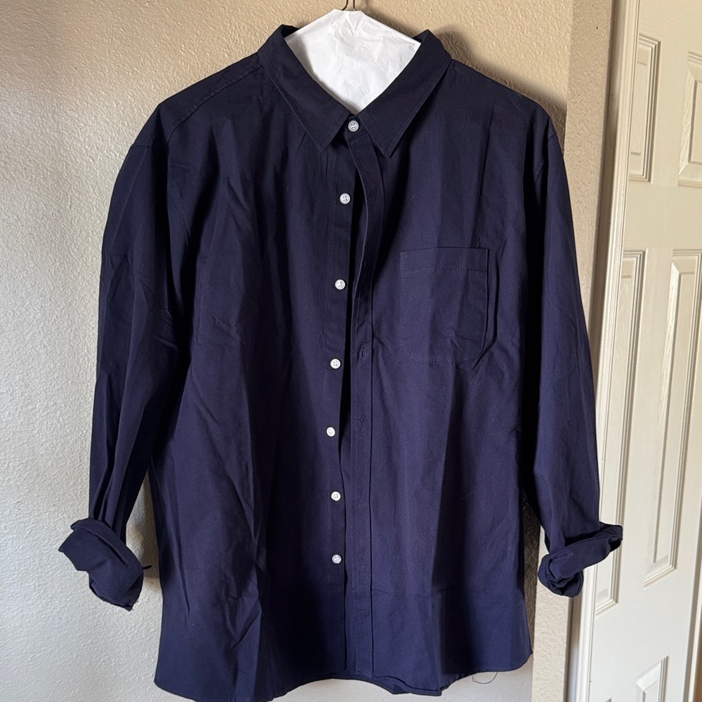 Elegant Navy Blue Men's Dress Shirt